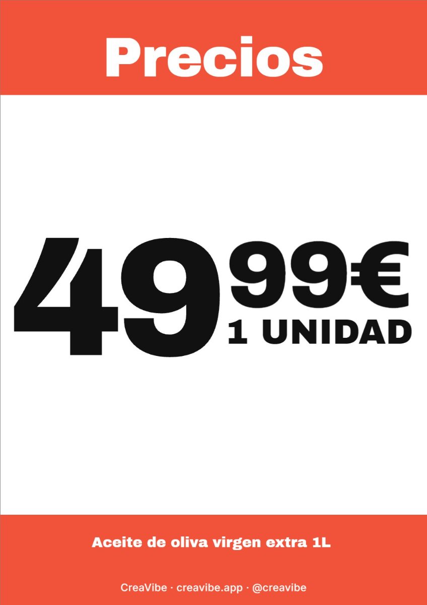 Cartel de oferta «Precios bajos» con precio destacado
