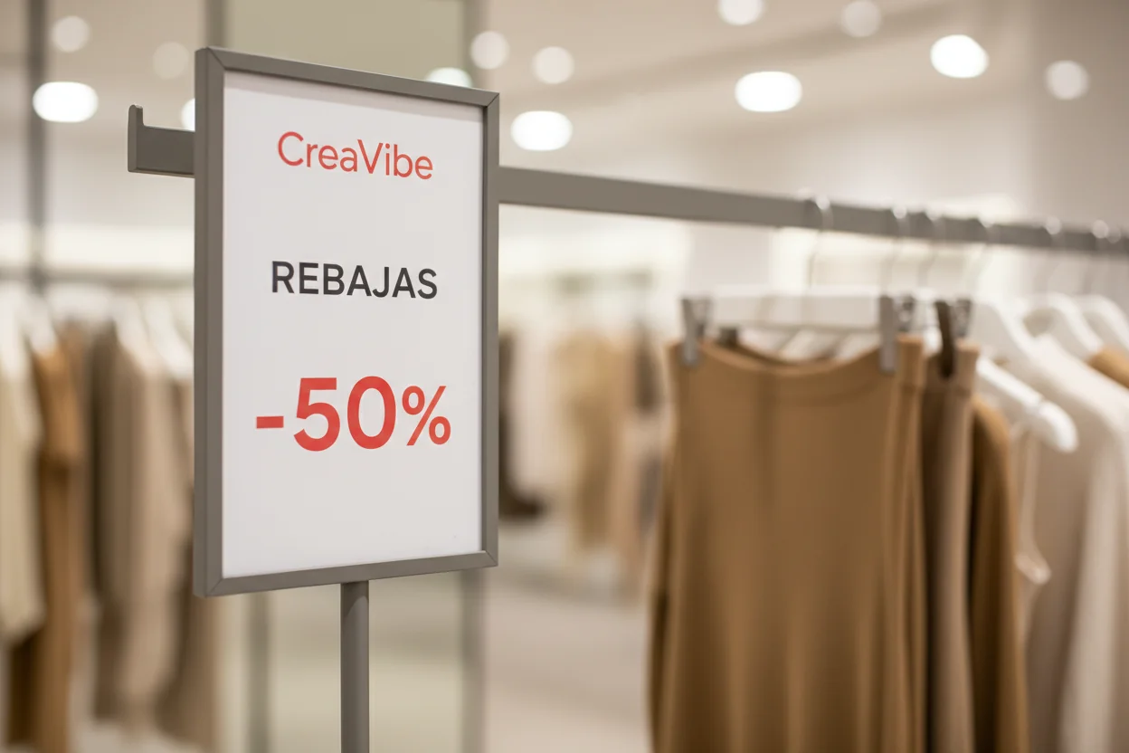 Cartel de Rebajas en Tienda de Moda