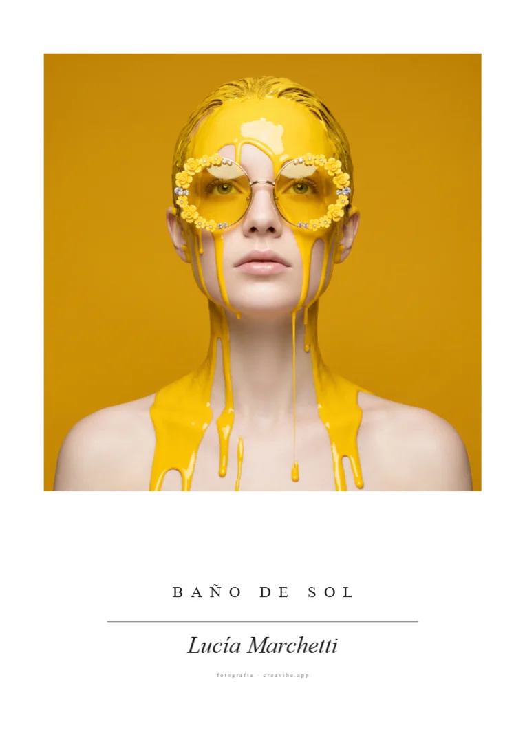 Cartel editorial amarillo — Baño de Sol