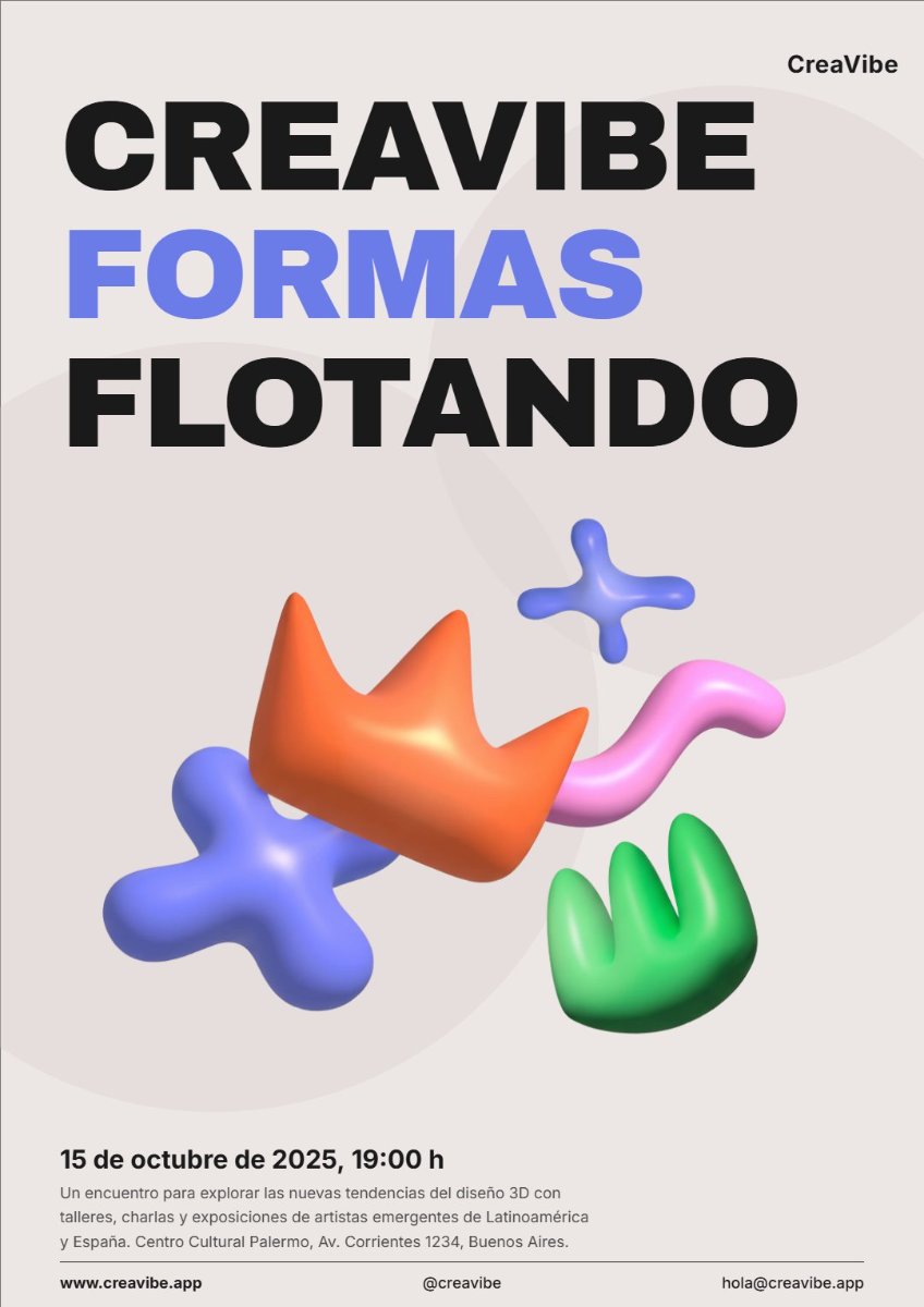 Cartel Formas Abstractas 3D - Evento de Diseño