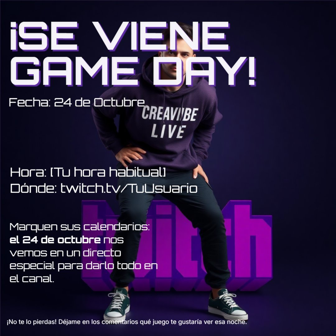 Plantilla anuncio twitch - Especial Game Day