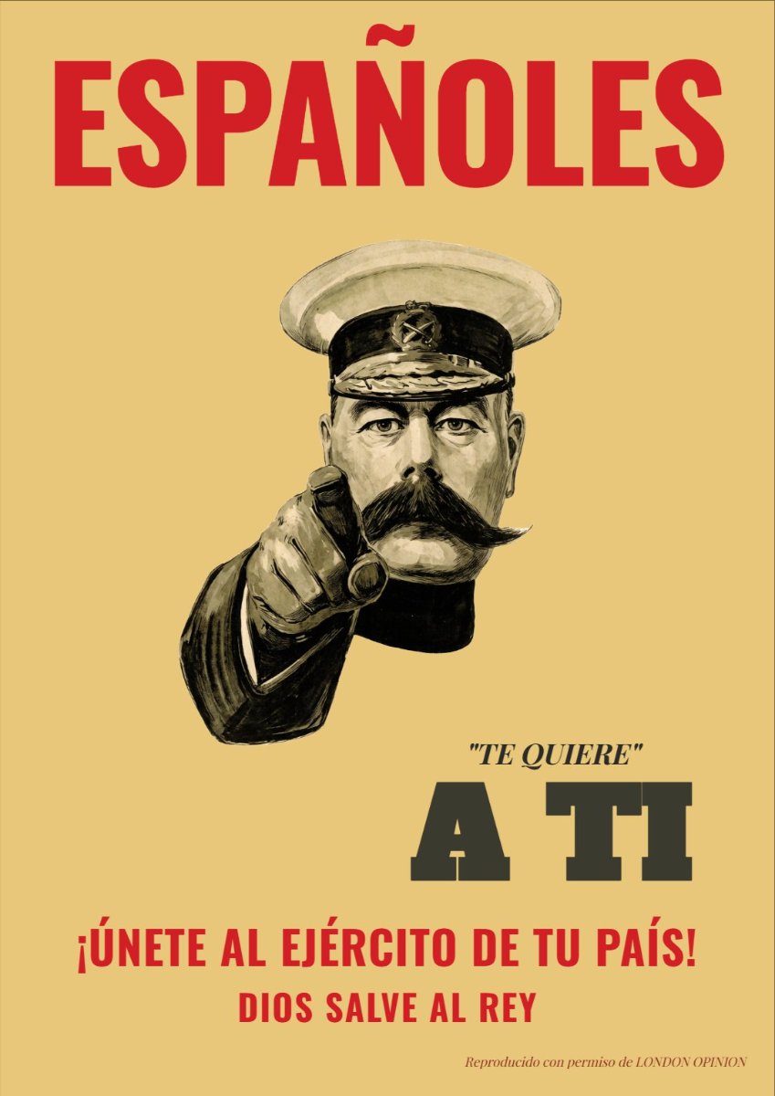 Cartel reclutamiento vintage estilo Lord Kitchener