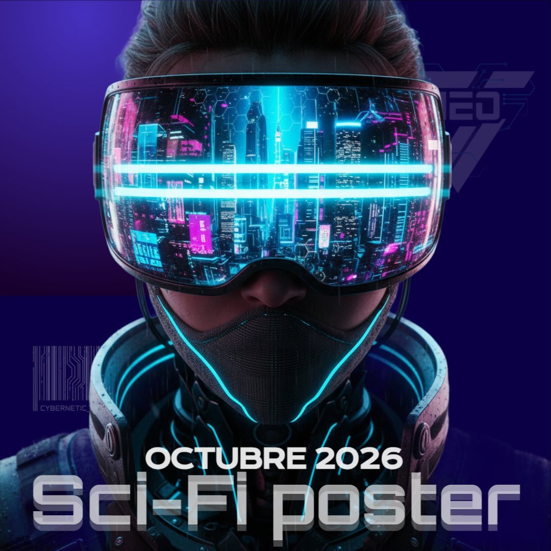 Plantilla de póster Sci-Fi - cyberpunk neón