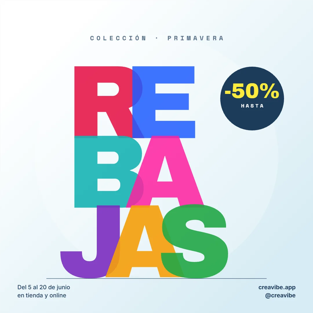 Rebajas tipográficas multicolor