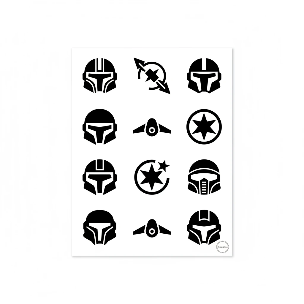Stickers de Siluetas Sci-Fi Minimalistas